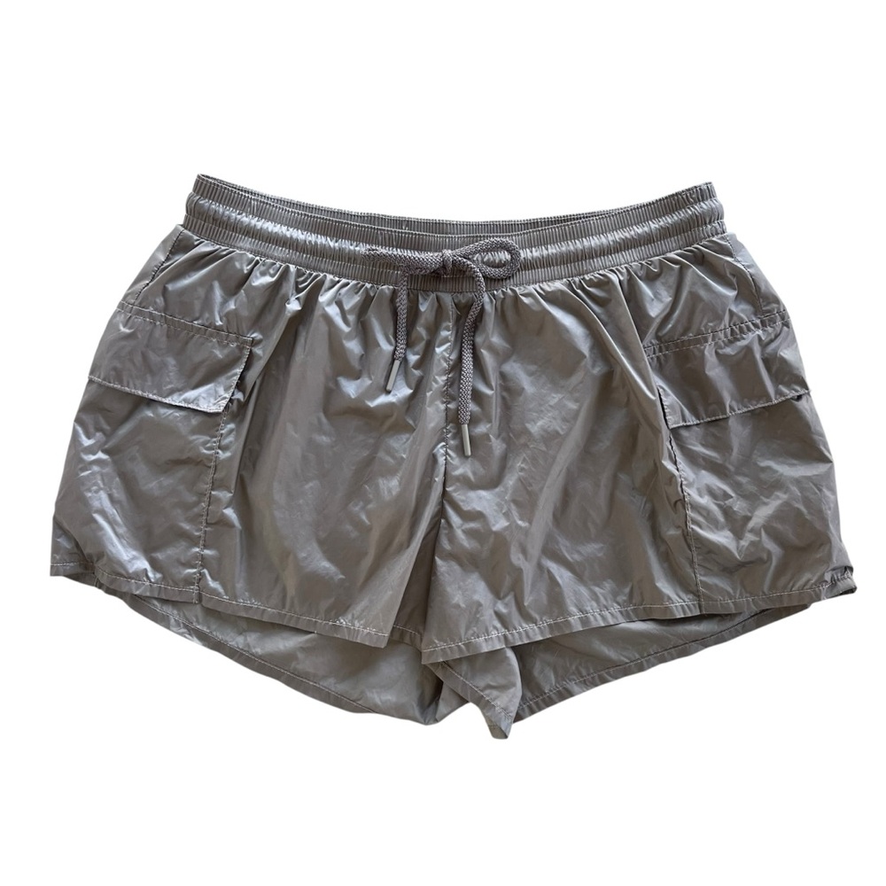 Offline By Aerie Womens S Gray Metallic Lined Nylon Cargo Athletic Short Stylish
